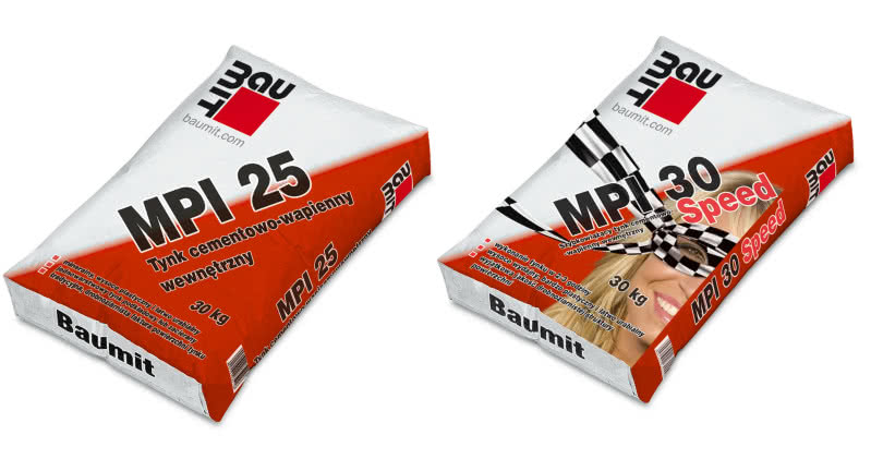 Wewnętrzne tynki cementowo-wapienne Baumit MPI 25 oraz Baumit MPI 30 Speed