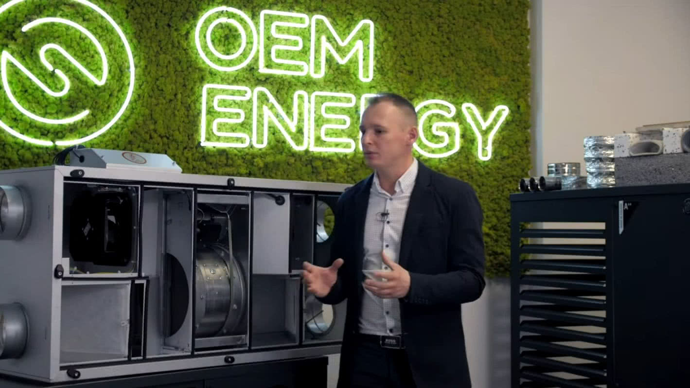 Widok wnętrza centrali wentylacyjnej z odzyskiem ciepła (rekuperator). fot. OEM Energy Widok wnętrza centrali wentylacyjnej z odzyskiem ciepła (rekuperator). fot. OEM Energy