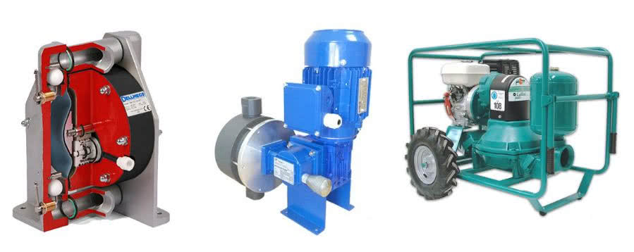 Pompy membranowe - od lewej: pneumatyczne, elektryczne, spalinowe. fot. Pomp-Tech Pompy membranowe - od lewej: pneumatyczne, elektryczne, spalinowe. fot. Pomp-Tech
