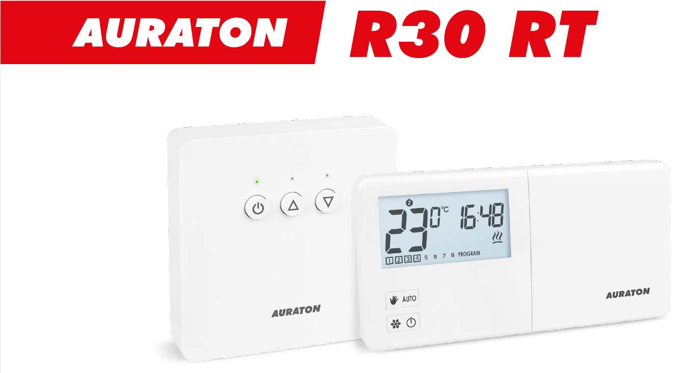 Bezprzewodowy, tygodniowy - programowalny, regulator temperatury AURATON R30 RT. fot. AURATON Bezprzewodowy, tygodniowy - programowalny, regulator temperatury AURATON R30 RT. fot. AURATON